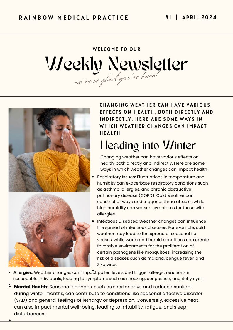 News Letter colds and flu